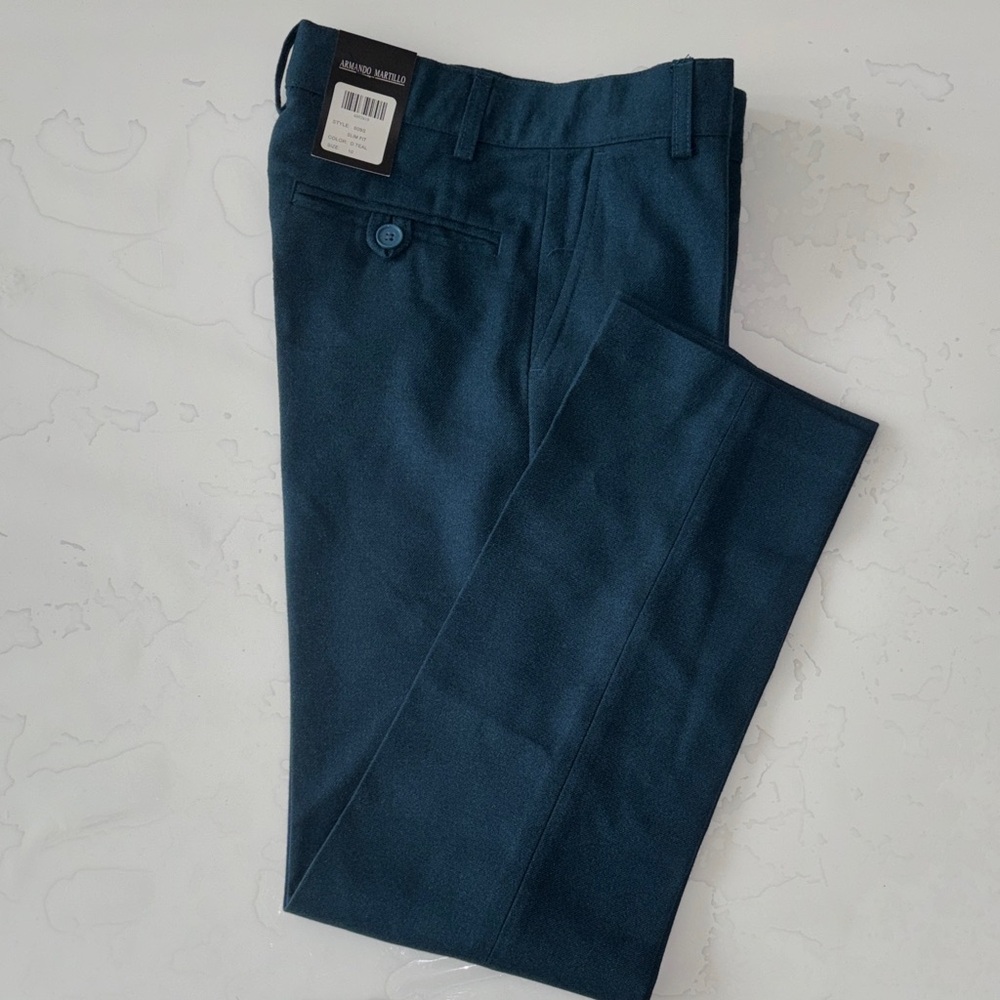 Armando Martillo Boys Slim Fit Dress Pants Dark Teal Size 10 NWT
